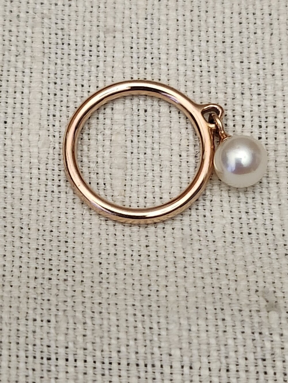 Pandora Rose Gold Tone Pearl Charm Ring
